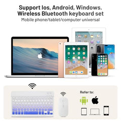 Bluetooth Keyboard and Mouse Combo Rechargeable Portable Wireless Keyboard Mouse Set for Apple iPad iPhone iOS 13 and Above Samsung Tablet Phone Smartphone Android Windows (Gradient White Purple)