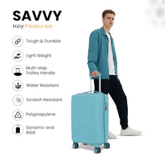 KAMILIANT by American Tourister Savvy|Trolley Bag Set of 3 (55+70+80 cms) for Travel| Hard Case Polypropylene (PP) Suitcase|360° 8-Wheel Spinner Luggage Trolley|Combination Lock|Sea Blue