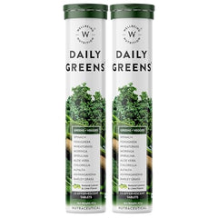 Wellbeing Nutrition Daily Greens | Wholefood Multivitamins with Vitamin C, Zinc, B6 for Immunity & Detox with Organic Certified Plant Superfoods & Antioxidants (15 Effervescent Tablets) Pack of 2