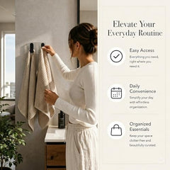 SIGNAMIO 6 Hook Shelf Adhesive Strip Wall Hanging Sticky Hook Black