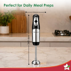 Wonderchef Inox Stainless-steel Hand Blender for Kitchen, 300W Motor, Blend Soups, Vegetables, Baby Food, Buttermilk, Single Push Operation, Sharp Stainless-steel Detachable Blades, 2-Yr Warranty