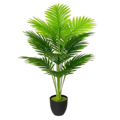GARDEN GYANI Artificial Areca Palm Plant with Black Pot – 145 cm Tall Faux Tropical Decorative Plant with 35 Leaves for Home, Office & Living Room Décor