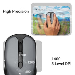 ZEBRONICS Charm Rechargeable Wireless Mouse, Dual Mode (2.4GHz + BT), Dual Bluetooth, Upto 1600 DPI, Silent Operation, 6 Buttons, Comfortable & Ergonomic, for Mac | Laptop | Computer (Metallic Grey)