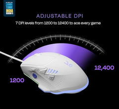 Kreo Hawk Gaming Mouse with Programmable Buttons & RGB Lighting | Top Pixart Sensor | Adjustable DPI with 1.5m Long Braided Cable and Optical Sensor | Lightweight & Durable (Hawk- Black)