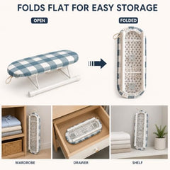 Mini Tabletop Ironing Board | Portable Folding Small Iron Board with Heat-Resistant Cover & Soft Padding, Anti-Slip Foldable Steel Legs, Compact Travel Ironing Table for Clothes (Multicolour)