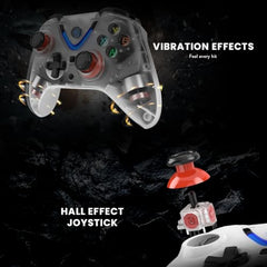 Cosmic Byte ARES Wireless Controller for PC, Hall Effect Joystick & Triggers, Dual Vibration, Backit ABXY Buttons, Turbo, Auto Turbo (White)