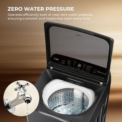 Haier 11 Kg, In-Built Heater, Front Panel Design, NZP Technology, Oceanus Wave Drum, Fully Automatic Top Load Washing Machine (ETL110-HC8S8 | Black)