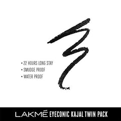 Lakme 9-5 Eyeconic Kajal, Classic Brown, Smudgeproof and Waterproof that lasts upto 24H, for 2x dark pigment, 0.35g