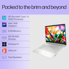 HP 15 Smartchoice, Intel Core Ultra 5 125H 12 TOPS, 24GB DDR5 (Upgradeable) 1TB SSD,Anti-Glare, FHD, 15''/39.6cm,Win11, M365*Office24, Silver, 1.65kg, FD1458TU, FHD Camera w/Shutter, Backlit AI Laptop