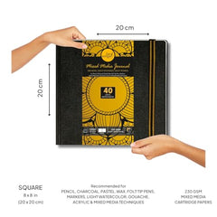 Zen Sangam - Portrait A4 Artists' 230GSM, (80 Pages) Mixed Media Art Journal - Sketch Book Stitched HardBound - Acid Free Cartridge Paper, Size (29.7cm x 21cm) Pencils,Chalk,Oil Pastels,Crayons-Black