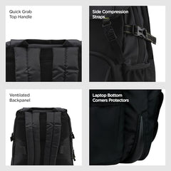 HARISSONS RHINO Laptop Backpack | 30L | Fits 15.6” Laptop | 420D PU-Coated Polyester & Vegan Leather | Office, Commute & Travel | Laptop Protection, Trolley Sleeve, Organizer (Grey)