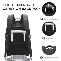 Red Lemon BANGE Captain Business Smart Backpack Water-Resistant fit 15.6 Inch Laptop Backpack with USB Charging Port,Travel Durable Backpack for Men and Women (Black)