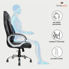 INNOWIN Obama Ergonomic Leatherette Executive High Back Revolving Desk Office Chair (Brown)