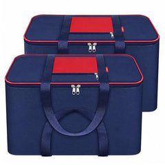 SNDIA 2 Pack 33L Transparent Clothes Storage Bags | Underbed Storage | Moisture Proof , Clothes Organizer for Lehengas, Dresses & Wardrobe Storage with Strong Zipper (RedBlack, 39x34x21cm)