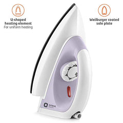 Orient electric Gusto heavy weight Iron for clothes | 1100 Power | Cool touch plastic body | With Wielburger Non-stick coating| 2 Years replacement warranty