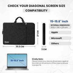 Dyazo 15.6 Inch Laptop Sleeve with Charger Pouch | Front Pocket with Handle Water Resistant Sleeve Case | Compatible for MacBook, HP, Dell, Acer, Asus, Microsoft, Samsung and Other Notebooks (Grey)