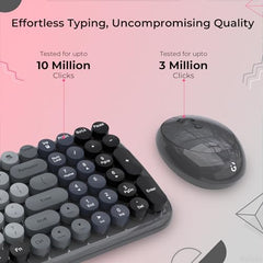 iGear KeyBee Retro Typewriter Inspired 2.4GHz Wireless Keyboard with Mouse Combo for Desktop/Laptop and Devices with USB Support, Single Nano Receiver, Round Keycaps, Cleaning Brush (White) (Green)
