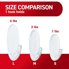 3M Command Clear Medium Wall Hooks, holds 900gms, no paint damage, Holds Strongly, Adhesive hooks for wall, Reusable, Multi-surface (Transparent, 2 hooks, 4 strips)