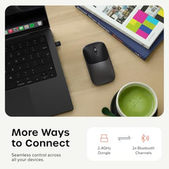 SATECHI Slim EX Wireless Mouse, Bluetooth & 2.4 GHz, Quiet Clicks, Silver