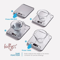 URBANFIX Stainless Steel Digital Kitchen Weighing Scale & Food Weight Machine for Diet, Nutrition, Health, Fitness, Baking & Cooking (5Kgs, Stainless Steel, 2 Years Warranty)