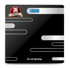 Longway Weight Machine for Home | Digital Bathroom Scale for Human Body Weight Measurement | Extra Thick Tempered Glass with LCD Display | 3 Years Warranty (Blue | Max Weight 180Kgs | Sapphire)