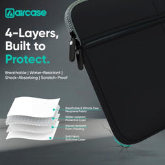 AirCase 6 Pocket Neoprene Laptop Sleeve for 13-15.6 Inch Laptops | Waterproof Laptop Cover Bag | Case with Charger & Accessory Pockets | All Brands & Chromebooks | Grey