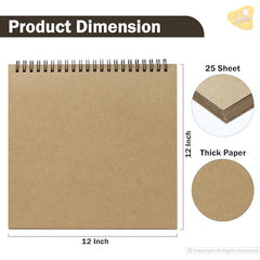 Lakeer Kraft Sketchbook - A4 Size, 250 GSM-25 Sheets, for Sketching, Drawing, Painting, etc - Landscape