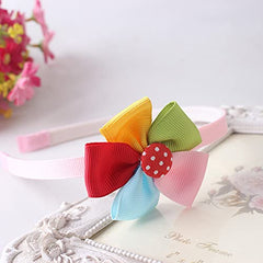 SYGA Bow and Flower Headband Thin Hair Wrap Cross Knot Fashion Hair Accessories-Infant Toddler Teens Kids & Girls-3pcs, NavyGrid Flower & RosePurple