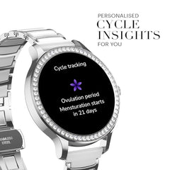 Noise Diva Araya Smartwatch for Women with AMOLED Display (850 Nits), 60 Precision-Set Crystals, Cycle Tracking, Skin Temperature, SOS with Live Location, 100+ Watch Faces - Rose Gold Link