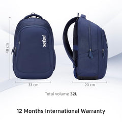 Safari Saga 32L Laptop Backpack Bag for Men and Women, Ideal for Office/School/College Boys and Girls, 2 Compartment Backpack with Front Pocket, Organizer & Bottle Holder, Color Black