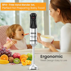 INALSA Hand Blender 1500 W|Silent DC Copper Motor|European Stepless Variable Speed Design| X.Large 1L Chopper|Unique Potato Masher| Detachable| Stainless Steel-Robot INOX 1500 StepUp