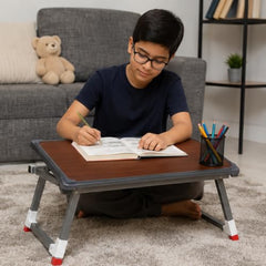Foldable Adjustable Laptop Study Table | Portable Multipurpose Desk with Clipboard | Engineered Wood Top & Metal Frame | Suitable for Study, Reading, Writing & Laptop Use, White