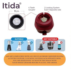 Bajaj Mixer Grinder Suitable - ITIDA Chutney jar 400ML(Black), Stainless Steel, Brand- ITIDA