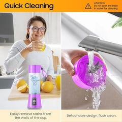 New Portable Electric Nail Drill Juicer 380ML USB Rechargeable Blender Heavy Duty Juicer, 6 Blades, Mini Handheld Fruit Hand Mixer for Home & Outdoor Use (Multicolor)