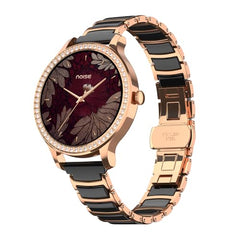 Noise Diva Araya Smartwatch for Women with AMOLED Display (850 Nits), 60 Precision-Set Crystals, Cycle Tracking, Skin Temperature, SOS with Live Location, 100+ Watch Faces - Rose Gold Link