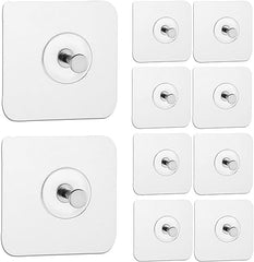 MAHNTMART Self Adhesive Wall Hooks - Heavy Duty Transparent Hook for Photo Frames, Wall Clocks, Keys - No Damage, Easy Installation (Frame Hook, 10-pcs)