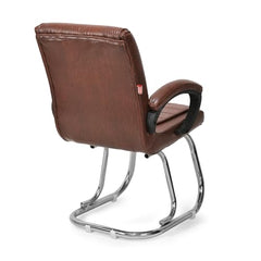 KITHANIA Executive Office Home Study Chair Library Chair with Cushioned Arm Rest & Seat Back, Reception or Conference Room Seating, 100 Kgs Limit (2, Pink, Double Pipe Chrome Frame)