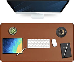 V-CUBE DESIGNS Premium Vegan Leather Desk Mat 90X45cm 2.4mm Thick&Padded|Laptop Mat/Extended Mouse Pad/Stitched, Reversible, Sturdy Deskspread with High Tear/Peel Strength|Anti-Slip,Splash-Proof|Blue