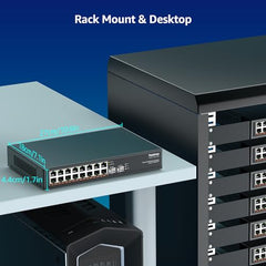 YuanLey 18 Port 2.5G PoE Switch Unmanaged, 16 x 2.5G Base-T PoE Ports, 2 x 10G RJ45 UpLink, IEEE802.3af/at, 250W, Compatible with 100/1000/2500Mbps, Metal Case, 2.5Gbe Network Switch