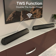 iGear Immerse+ 30W Bluetooth Soundbar Speaker | Heavy Bass, TWS Function, 4 Hrs+ Playback | BT v5.3, FM, Micro SD, USB & AUX | Mini Bluetooth Speaker, Sound bar for TV, Phone/Laptop/Projectors (Black)