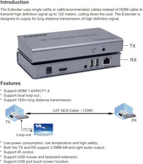 XIKKART 60M HDMI Extender Repeater Transmitter/Sender + Receiver Over Cat5 / Cat6 Upto 60 Meters (60M Extender Over Single CAT5/6 Cable) Supports 3D & Full HD1080p for TV Projector, HDTV, DVR