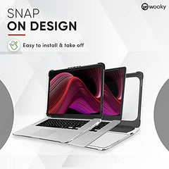 WOOKY MacBook Air M1 13.3 inch Shockproof 360 Degree PC + TPU Protection Plastic Hard Shell Flip Cover Case for MacBook Air A1932 A2179 A2337 (13.3 inch) - Black Clear