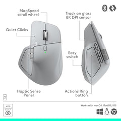 Logitech MX Master 4, Ergonomic Wireless Mouse with Advanced Performance Haptic Feedback, Ultra-Fast Scrolling, USB-C Charging, Bluetooth, Windows, MacOS - Graphite