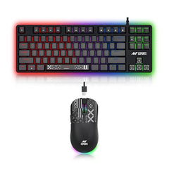 Ant Esports Thunder20 Wired Mechanical Gaming Keyboard and Mouse Combo | TKL Keyboard Rainbow Backlight 26Anti-Ghosting Keys, 6-Button 3600DPI Mouse | USB | PC/Laptop Compatible_ Brown Switch_ Black