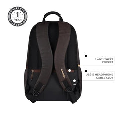 Gear Classic Anti Theft Faux Leather 14 cms Black Laptop Backpack (LBPCLSLTH0101)