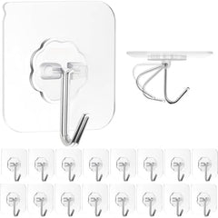 AATMDAY Self Adhesive Wall Hooks - Heavy Duty Wall Hooks for Hanging | Nail Free Sticky Hooks for Wall Heavy Items Without Drilling, Transparent Wall Hanger Hook