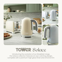 Tower Electric Kettle 1.7L Metal Body Auto Shut-Off 360° Base Blue | 1.7L capacity, 1350W rapid boil, full metal body, auto shut-off and boil-dry protection, 360-degree swivel power base