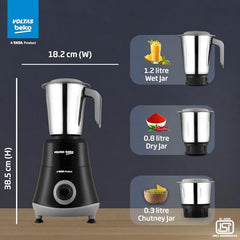 Voltas Beko, A Tata Product Powerfull 500 W Mixer Grinder with GrindX Technology (G5003HP-WH | 3 Jars | White)
