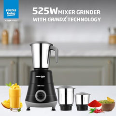 Voltas Beko, A Tata Product Powerfull 500 W Mixer Grinder with GrindX Technology (G5003HP-WH | 3 Jars | White)
