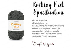 Craft Affair | Knitting Nest Acrylic Yarn (200 Meter, 100 Grams, 2mm) / Woolen Yarn/Acrylic Yarn for Knitting and Crocheting-Olive